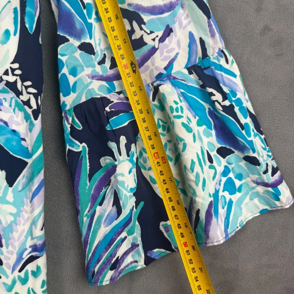 Lilly Pulitzer Blue Purple Pineapple Off Shoulder Bell Sleeve Rayon Dress M - Picture 8 of 10